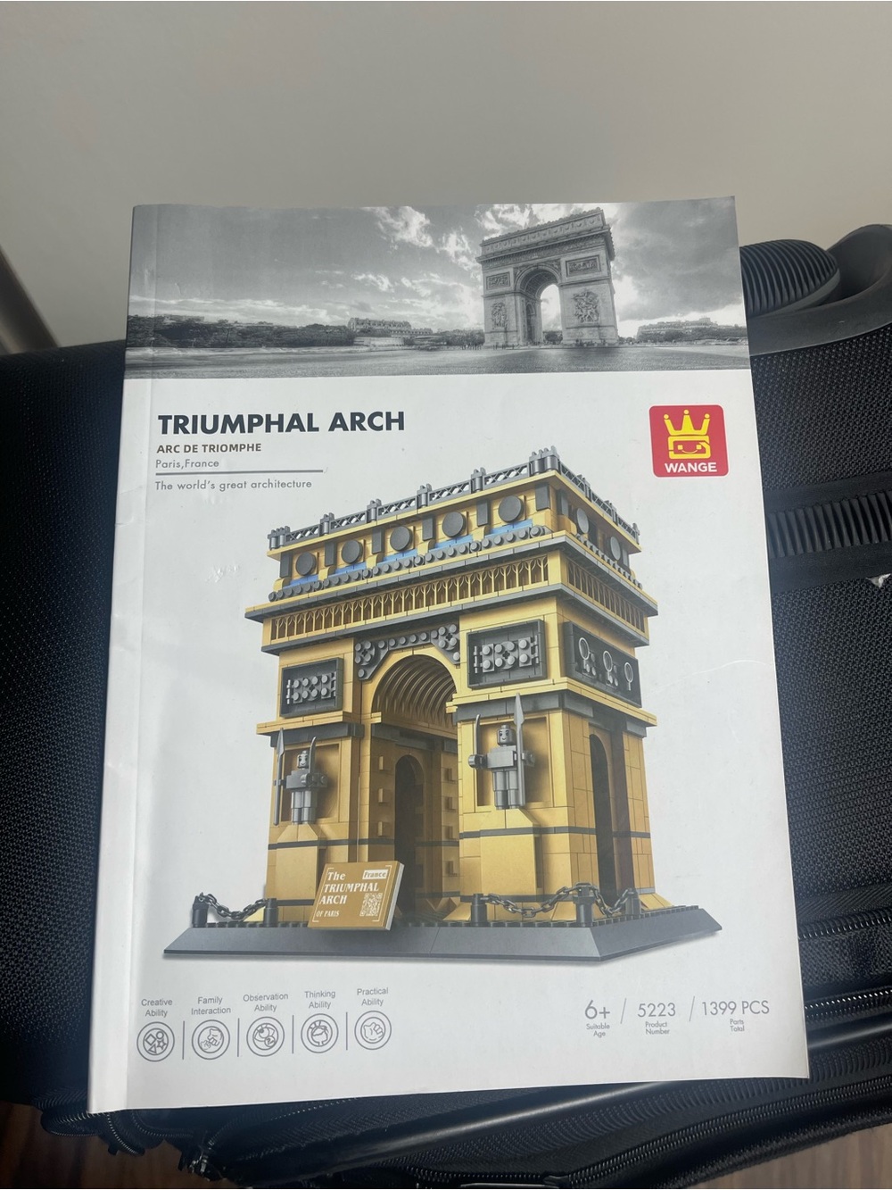 WANGE Triumphal Arch (Arc de Triomphe, Paris) set, product #5223, 1,399 pieces,